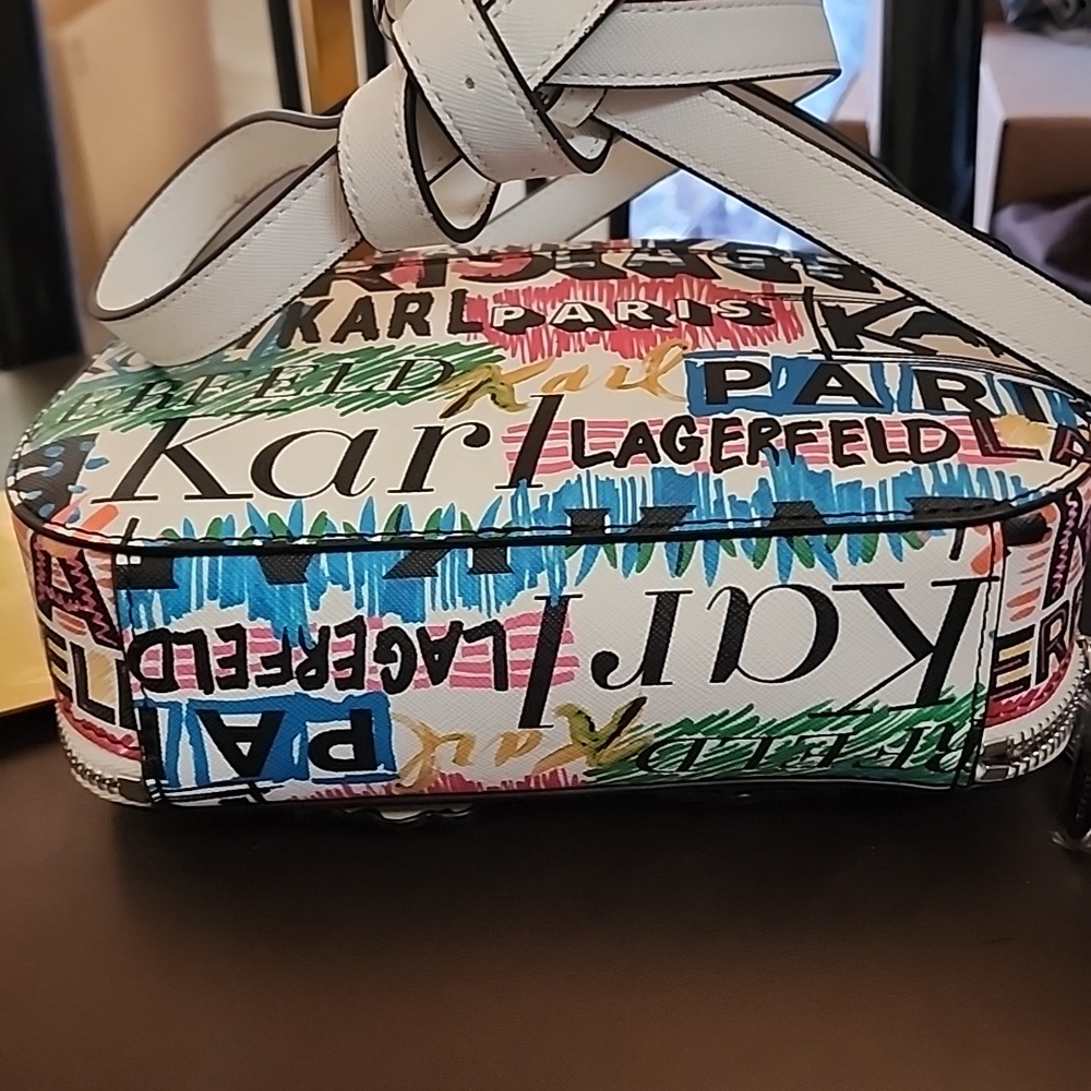 Karl Lagerfeld Multicolor Graffiti Mini Dome Crossbody Nwt - Picture 8 of 13
